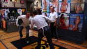 The guys try fencing.